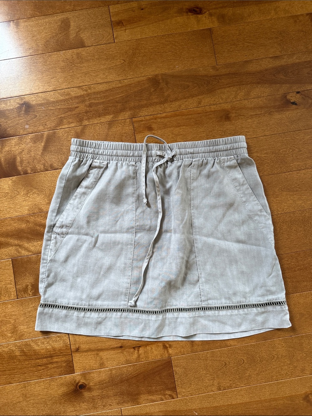 Bella Dahl Light Gray Drawstring Mini Skirt